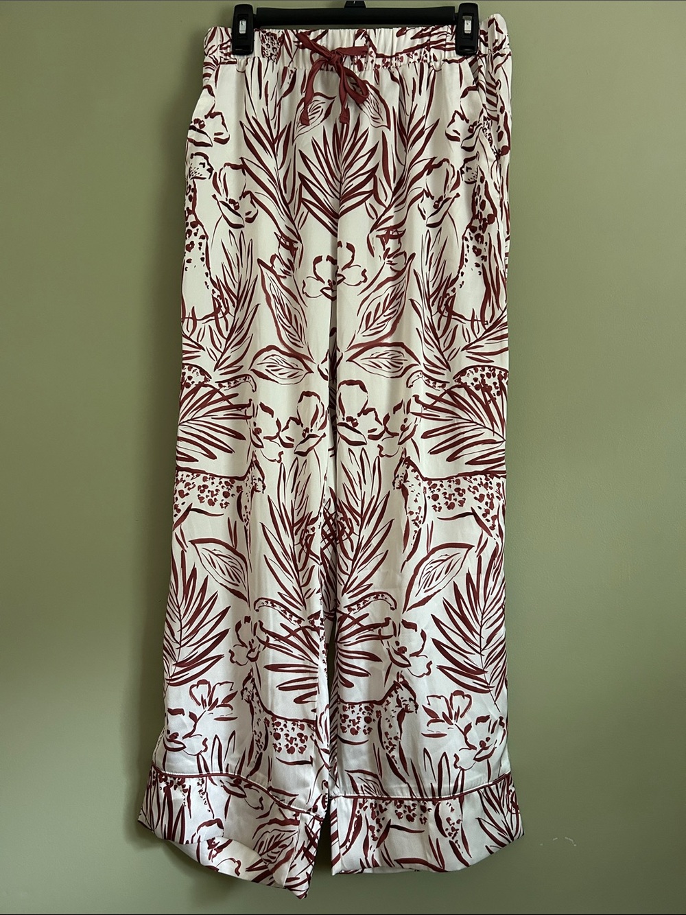 World Market Satin Loungewear floral and cheetah print Pants Size S/M